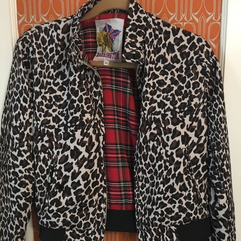 Harrington leopard animal bomber jacket UK XS
